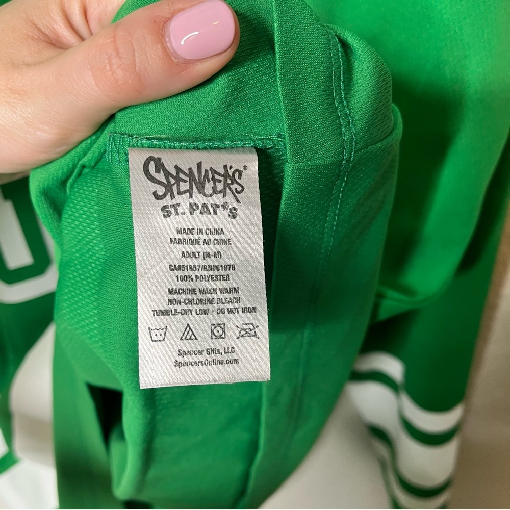 St. Patrick’s Day Green Drink Up Shamrock Graphic Jersey Shirt Unisex Oversized - Picture 5 of 8